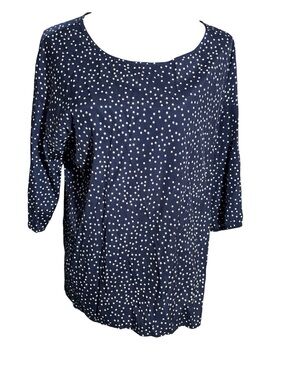 Women’s Alice Ritter Brooklyn Star Print Navy Blue 3/4 Sleeve Top Size Medium